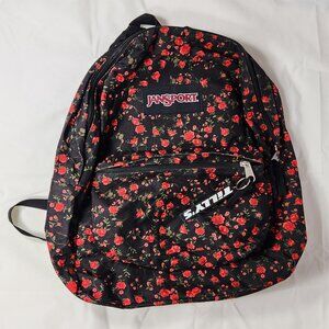 Jansport Floral Black Backpack with Red Roses | Stylish & Durable